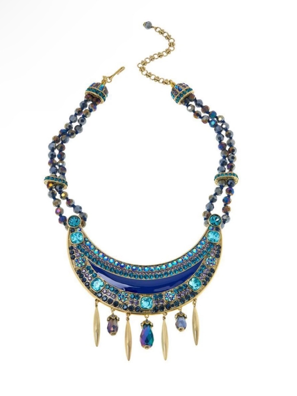 Heidi Daus "Celestial Sparkle" Beaded Crystal and Enamel Bib Necklace